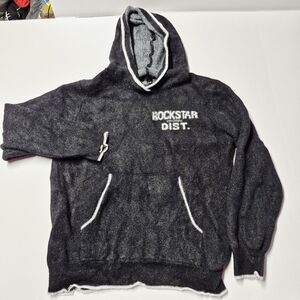 Rockstar Original Knit Hoodie Small Black Fuzzy Mohair Style Streetwear Dist LA